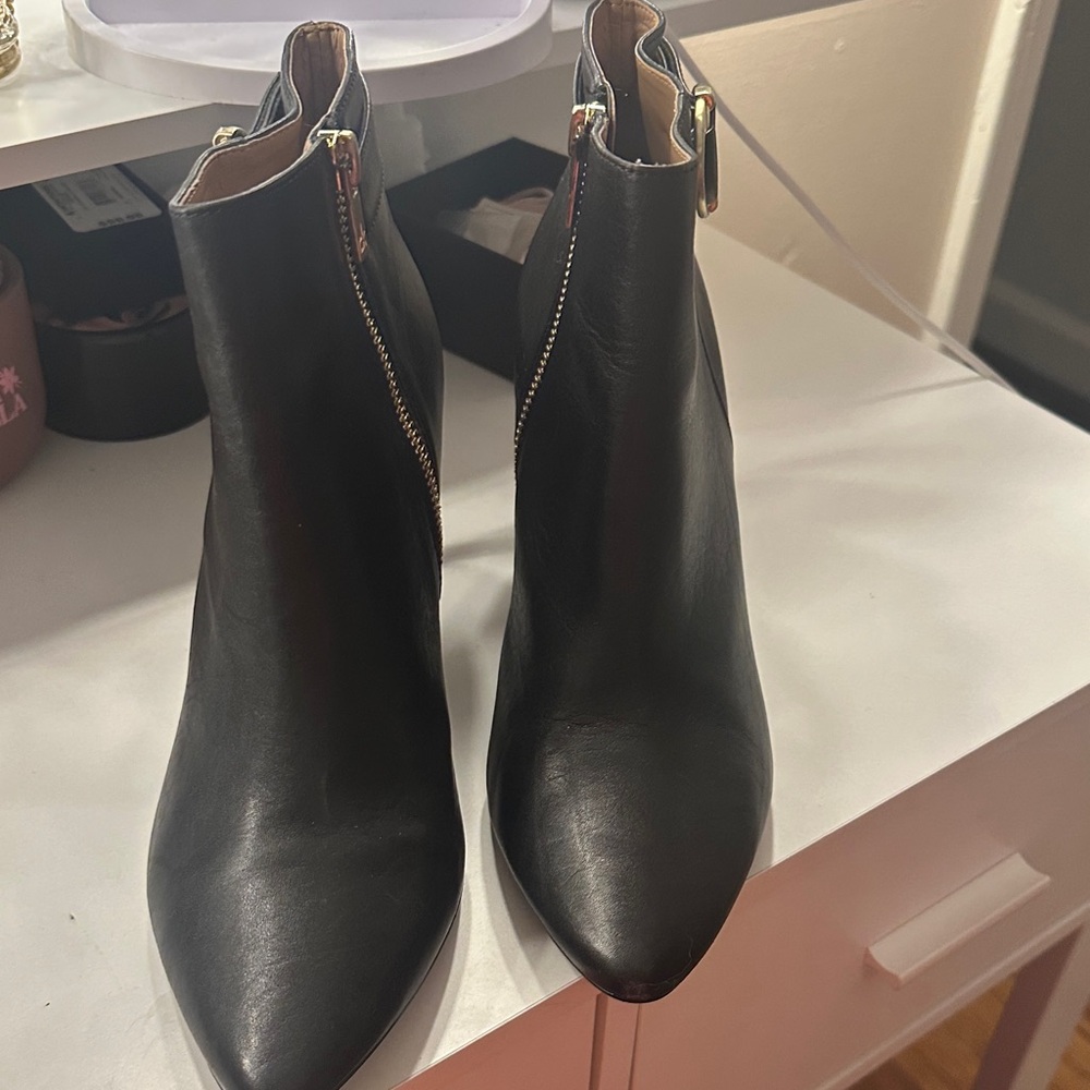 Calvin Klein Black Ankle Boots with Gold Zipper